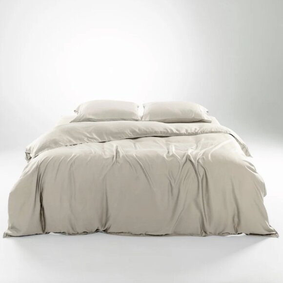 OLIVE&CRATE QUEEN Eucalyptus Duvet Cover Set Oatmeal - Picture 3 of 3